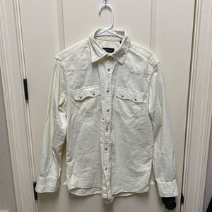 J Mueser ivory western style mens snap up shirt size 16/41